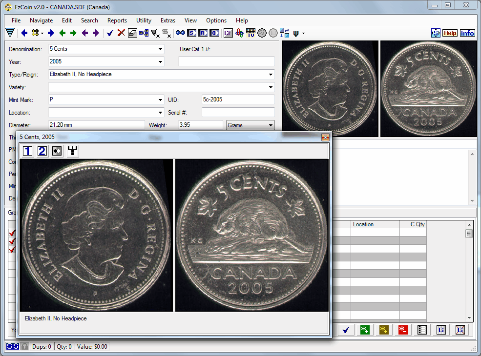 EzCoin USA Coin Collecting Software: Detailed variety Information