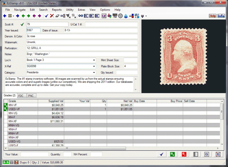 postage stamp collection database software