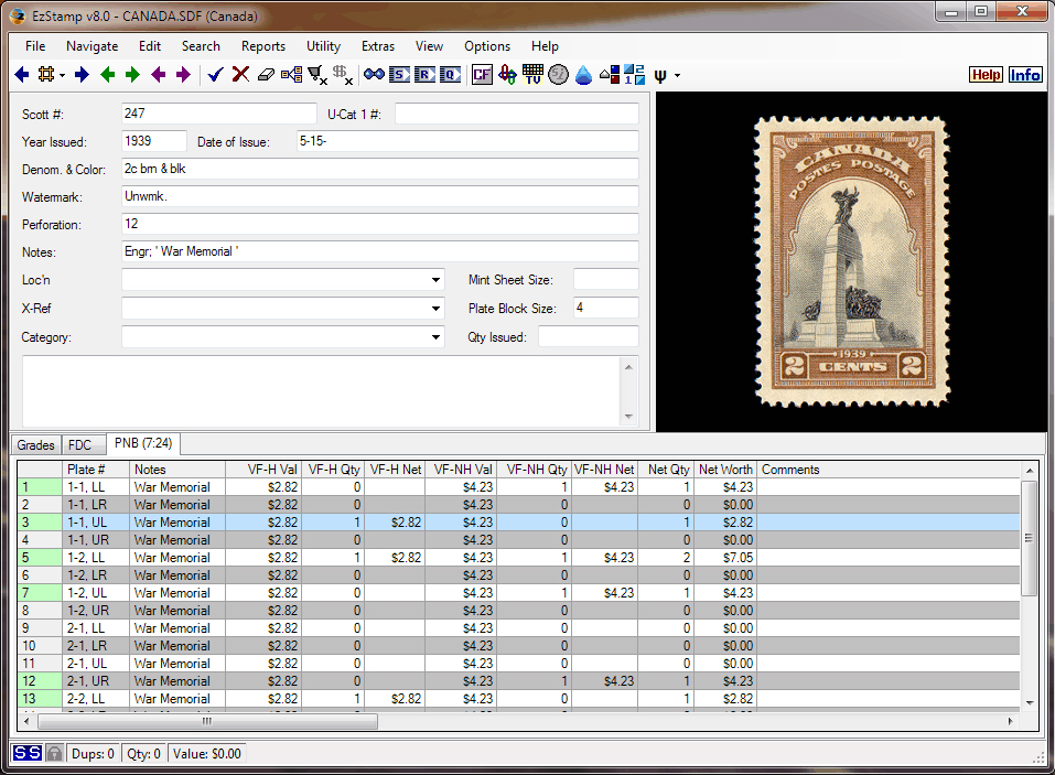 postage stamp collection database software