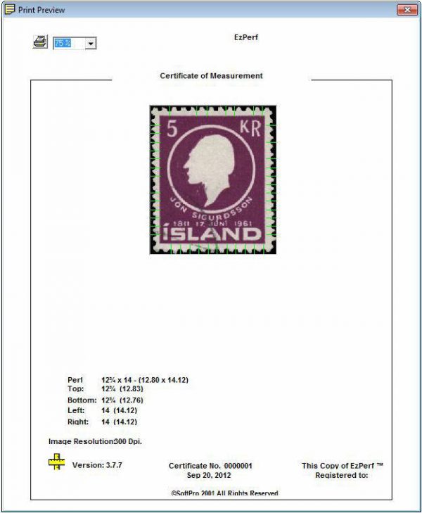 EzPerf Stamp Perforation Measurement Software From SoftPro