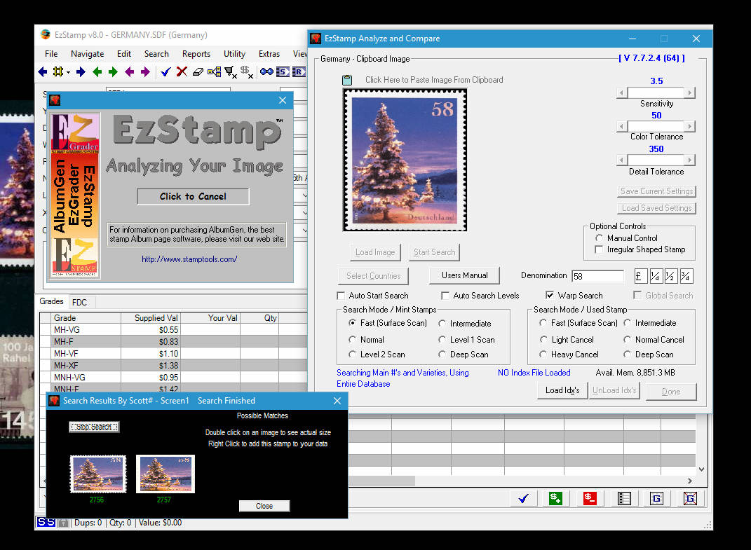 stamp value scanner